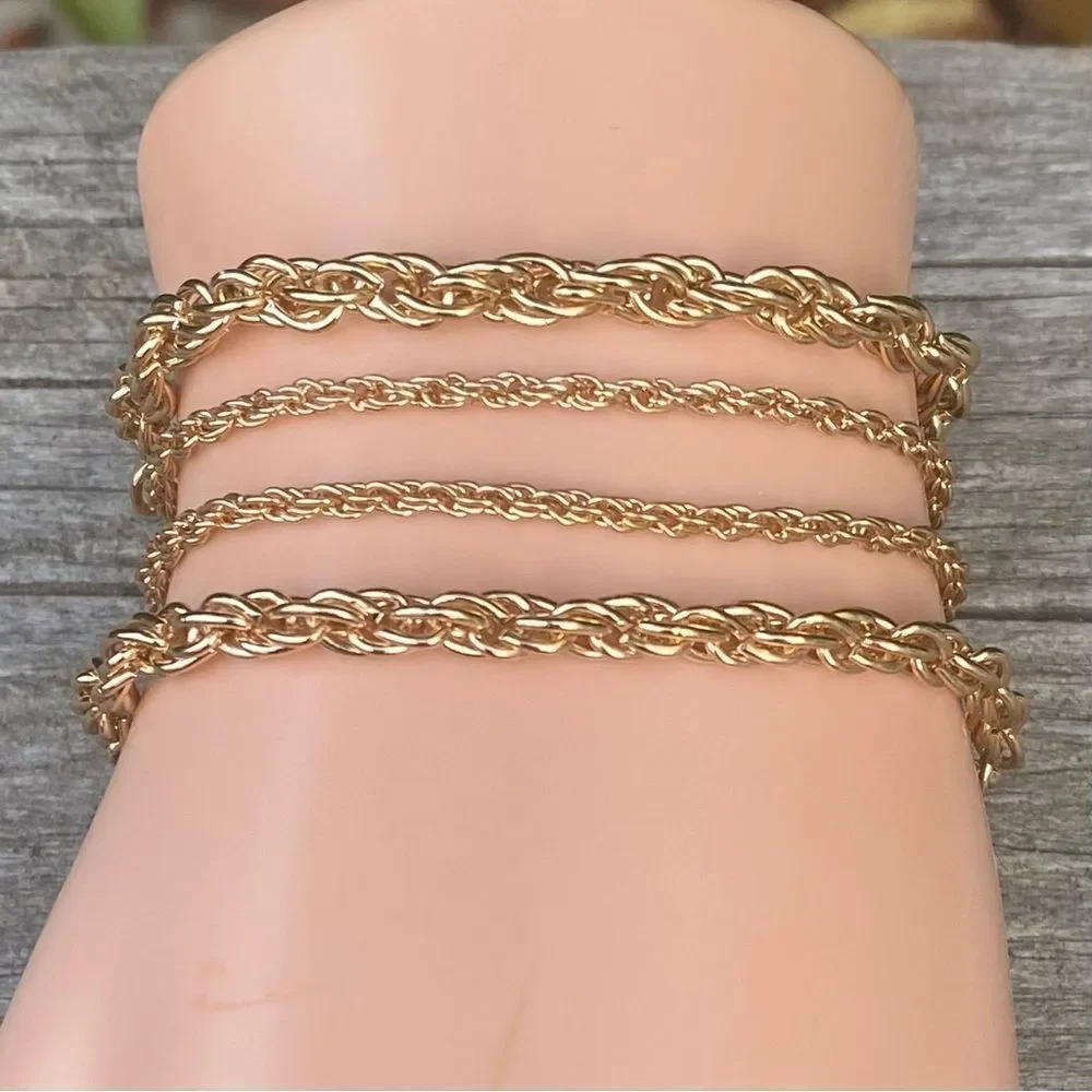 Urban Outfitter Four (4) Gold Tone Chain Bracelets NWT Boho Preppy Classic